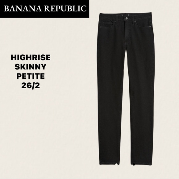 BANANA REPUBLIC - PETITE ULTRA HIGH-RISE SLIM JEAN BLACK SIZE 26/2 - Picture 1 of 4